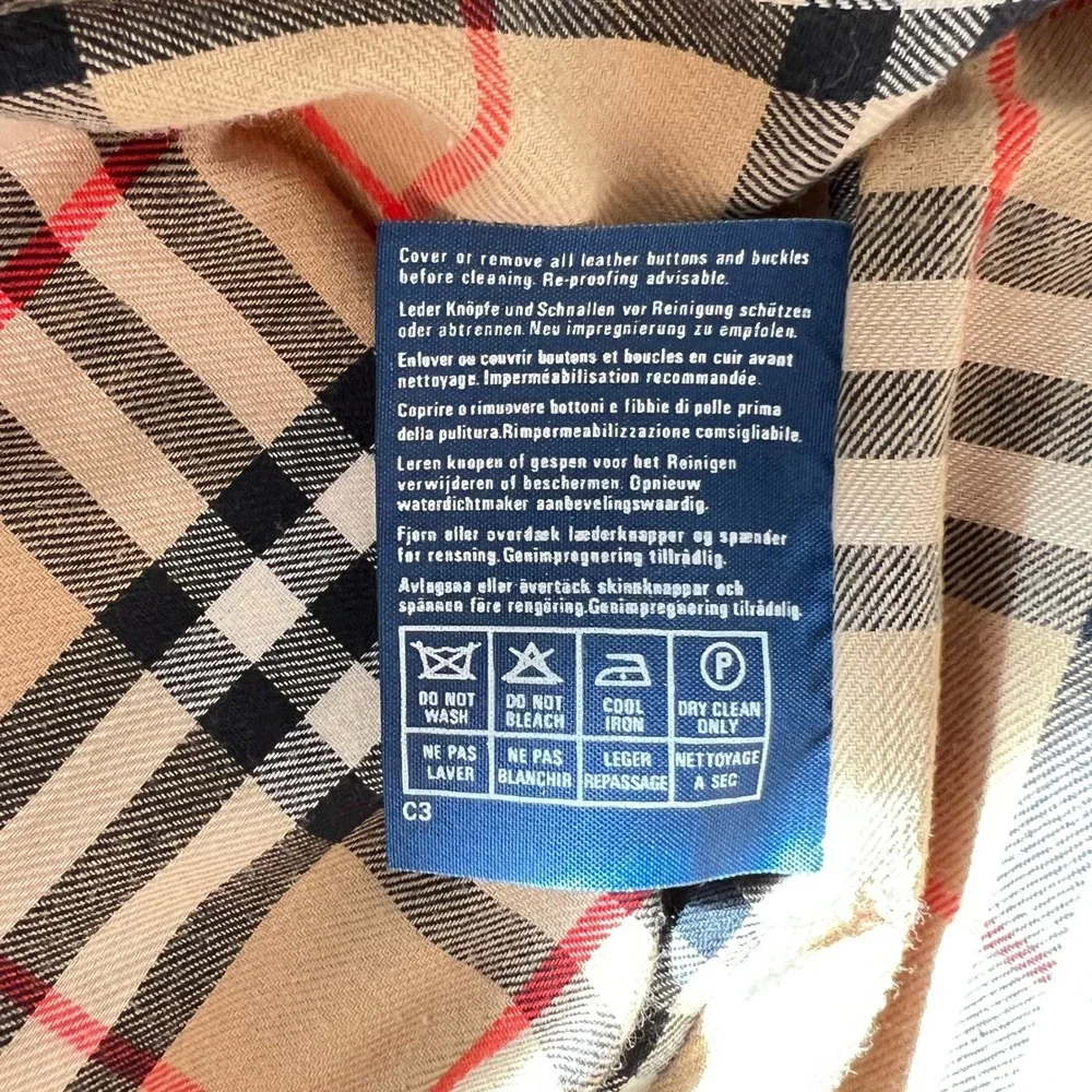 New‎ Burberry Vintage Trench Coat Beige Double Breasted Belted Check XS S - Picture 12 of 16